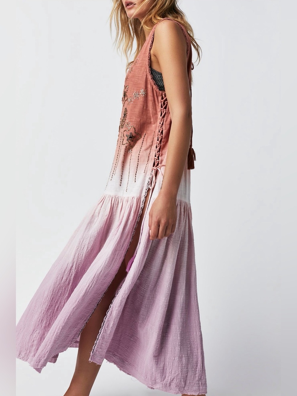Free People Bali Starfish Maxi Top Rose to Lilac ombré (oversized fit)